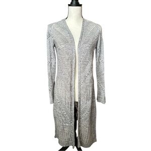 Hooked Up Boho Minimalist Open-Knit Longline Cardigan Duster – Size L